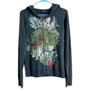 TTE Floral Graphic Zip-Up Hoodie Size M
